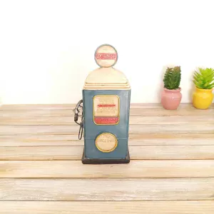Tirelire déco Pompe à essence Vintage - esprit rétro sixties - bleu pétrole