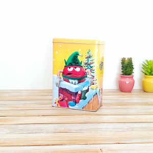 Boîte Métal M&M's Noël Embossée - Collector Red Elfe - Déco publicitaire Jaune