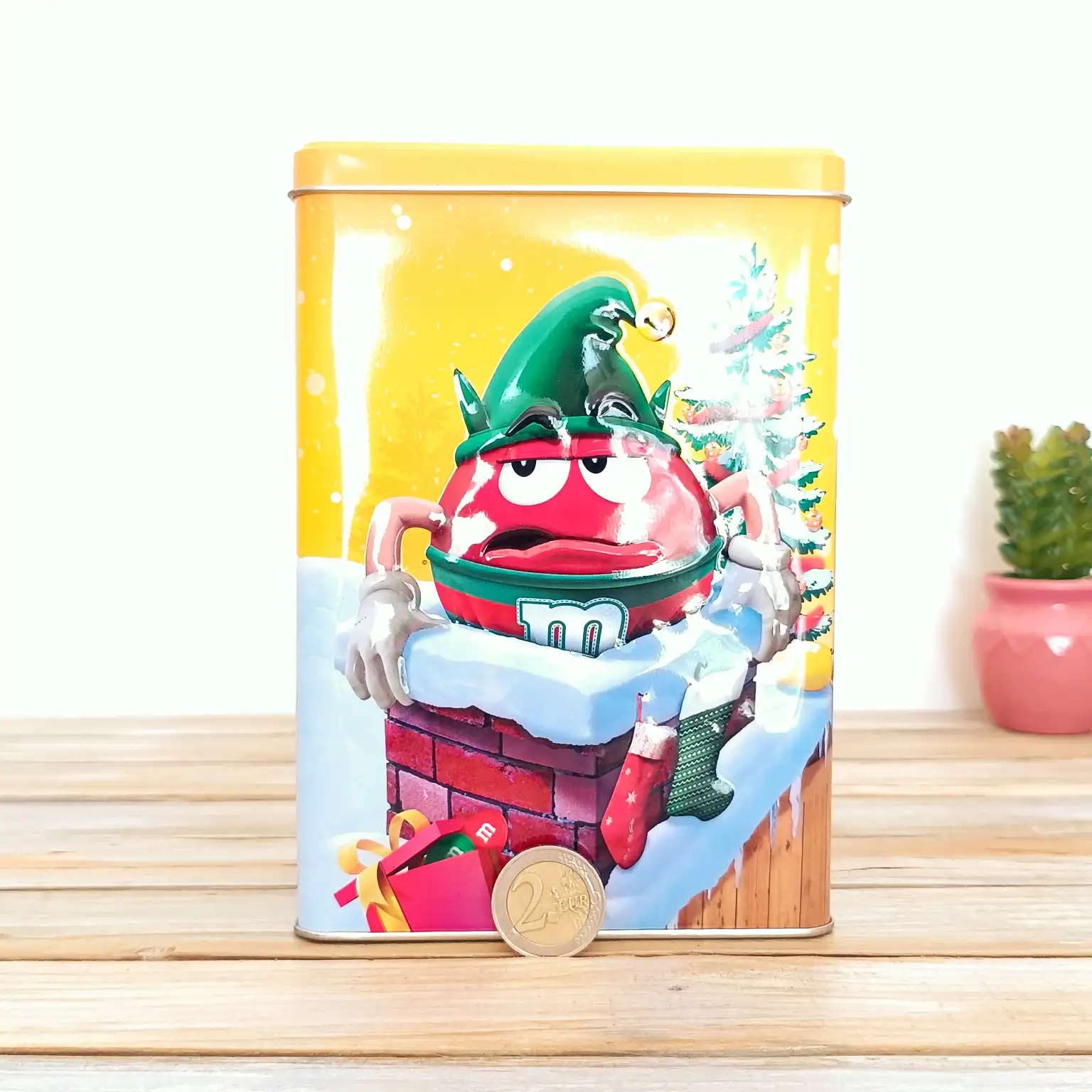 Boîte Métal M&M's Noël Embossée - Collector Red Elfe - Déco publicitaire Jaune – Image 10