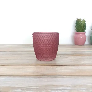Bougeoir Vintage Rouge Bordeaux, Motifs Pois en relief – Ambiance Cosy