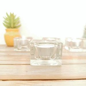 Petit bougeoir carré en verre, décoration chic, minimaliste