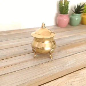 Mini Sucrier Laiton Doré Ancien Sur Pieds - Élégance Vintage