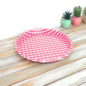 Plateau Métal à Carreaux Rouge Vichy - Style Rétro rustique