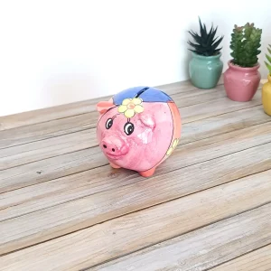 Tirelire Cochon en Céramique Peinte à la Main - Fleurs & Couleurs Joyeuses