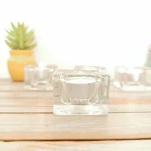 Petit bougeoir carré en verre, décoration chic, minimaliste